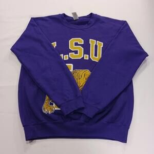 Gildan Heavy Blend LSU Men's Purple Long Sleeve Graphic Sweatshirt Size Small